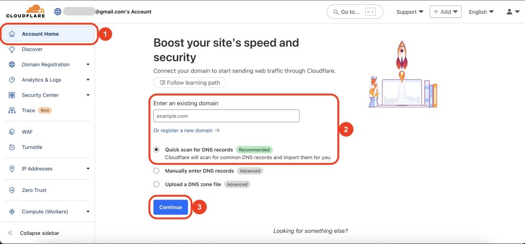 Domain name Cloudflare